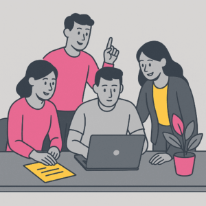 Gruppenarbeit am Laptop