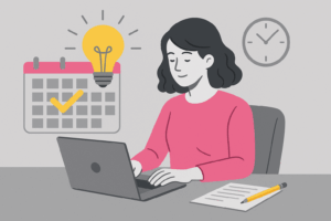 Illustration einer Frau beim arbeiten